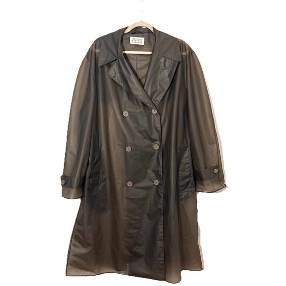 Maison Margiela Vynl Trench Coat Womens 42 Rain Jacket Double Breasted Oversized - Picture 1 of 10